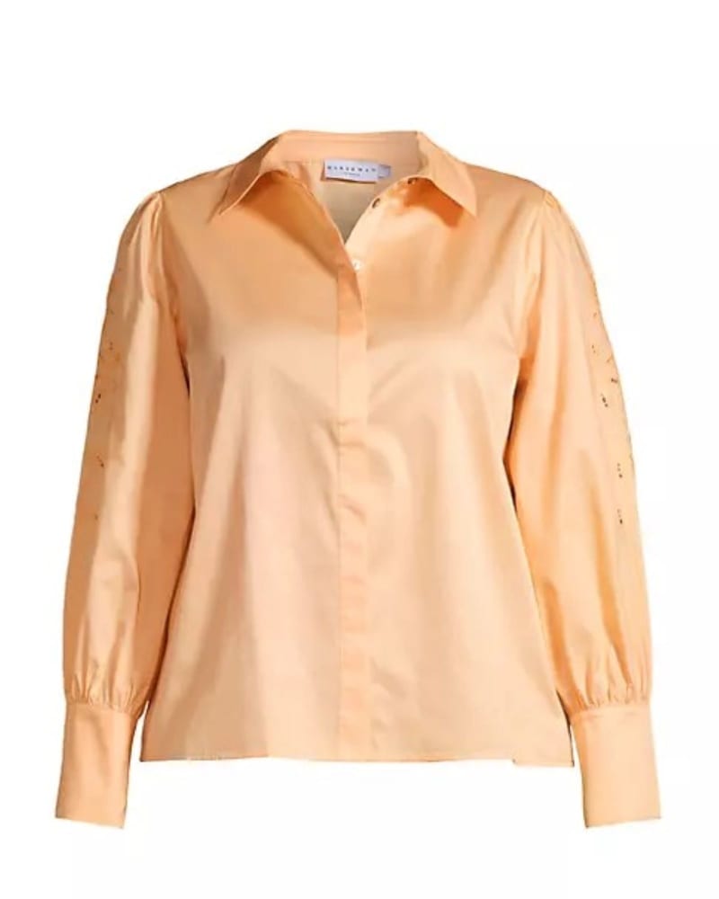 Front of a size 1X Devlin Shirt in Apricot Ice by HARSHMAN. | dia_product_style_image_id:349842
